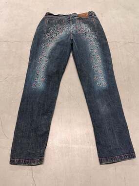 Evisu Genes Dice Embroidered Dark Wash Jeans Size 15